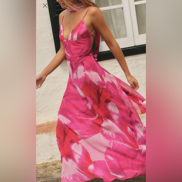 Zara FOULARD PRINT LONG DRESS - Picture 5 of 7